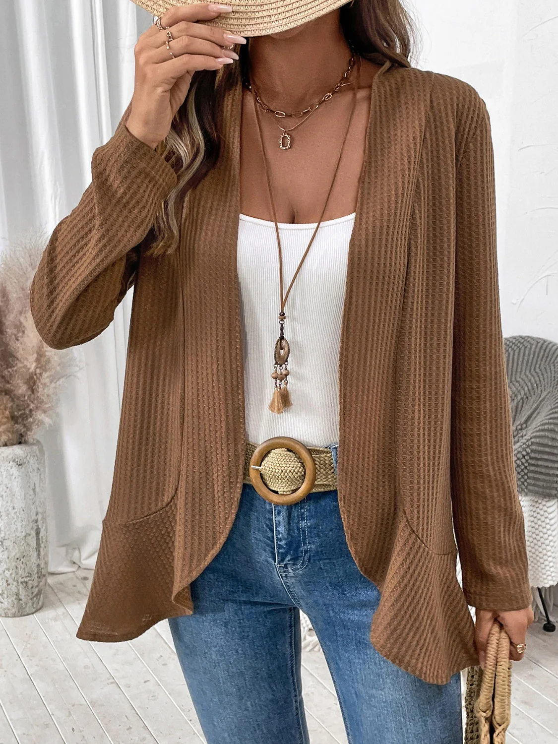 Open Front Long Sleeve Cardigan - Image 5