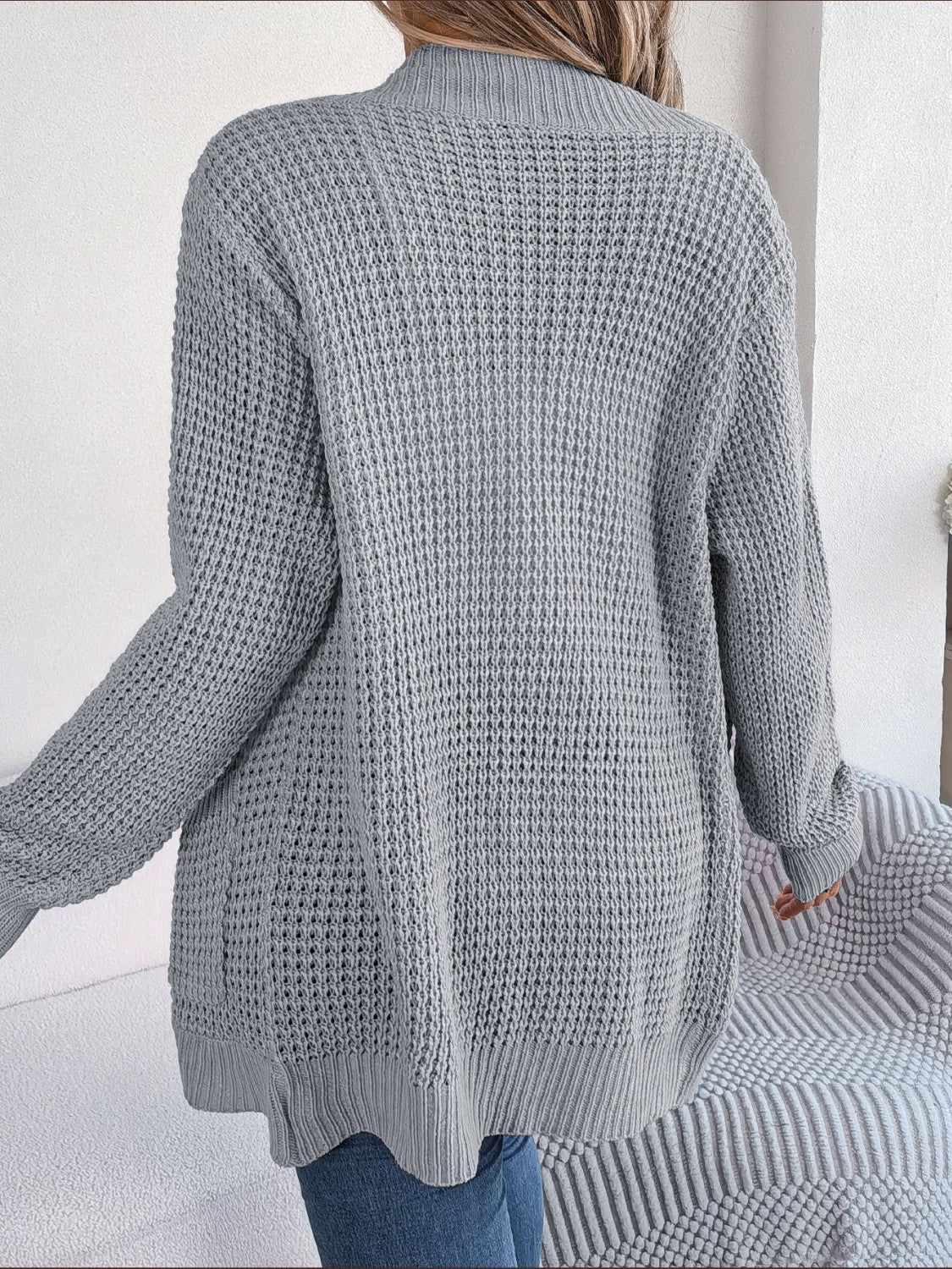 Open Front Long Sleeve Cardigan with Pockets - Image 12