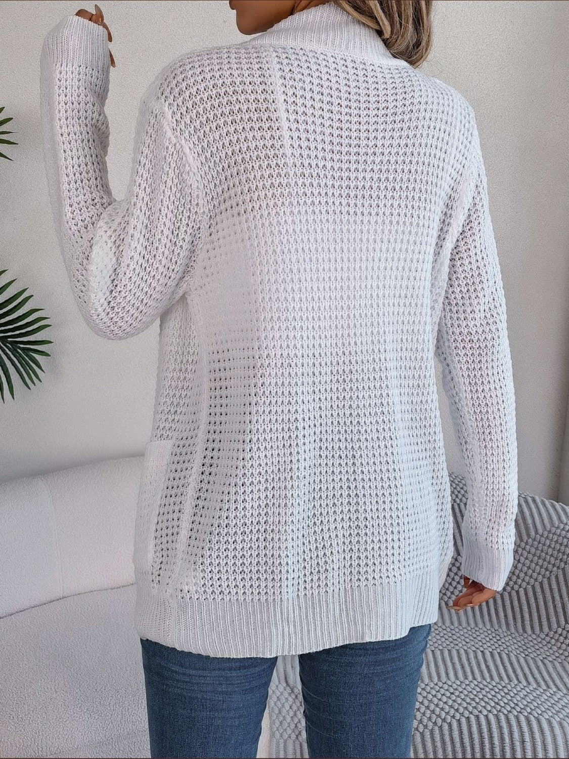 Open Front Long Sleeve Cardigan with Pockets - Image 6