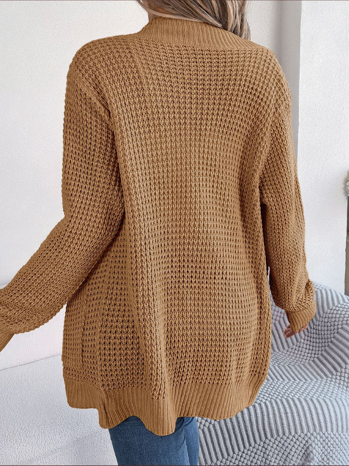 Open Front Long Sleeve Cardigan with Pockets - Image 9