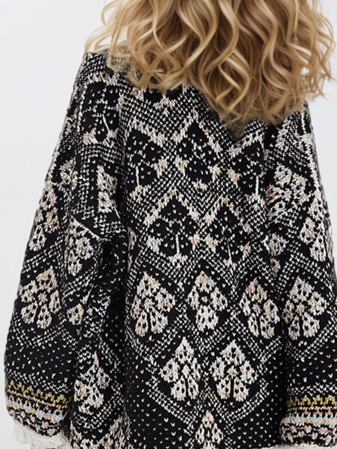 Open Front Long Sleeve Graphic Cardigan - Image 2