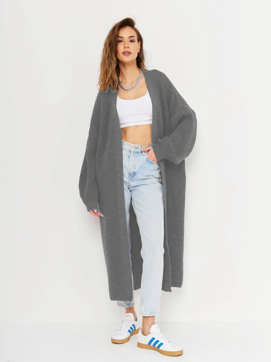 Open Front Long Sleeve Longline Cardigan - Image 12