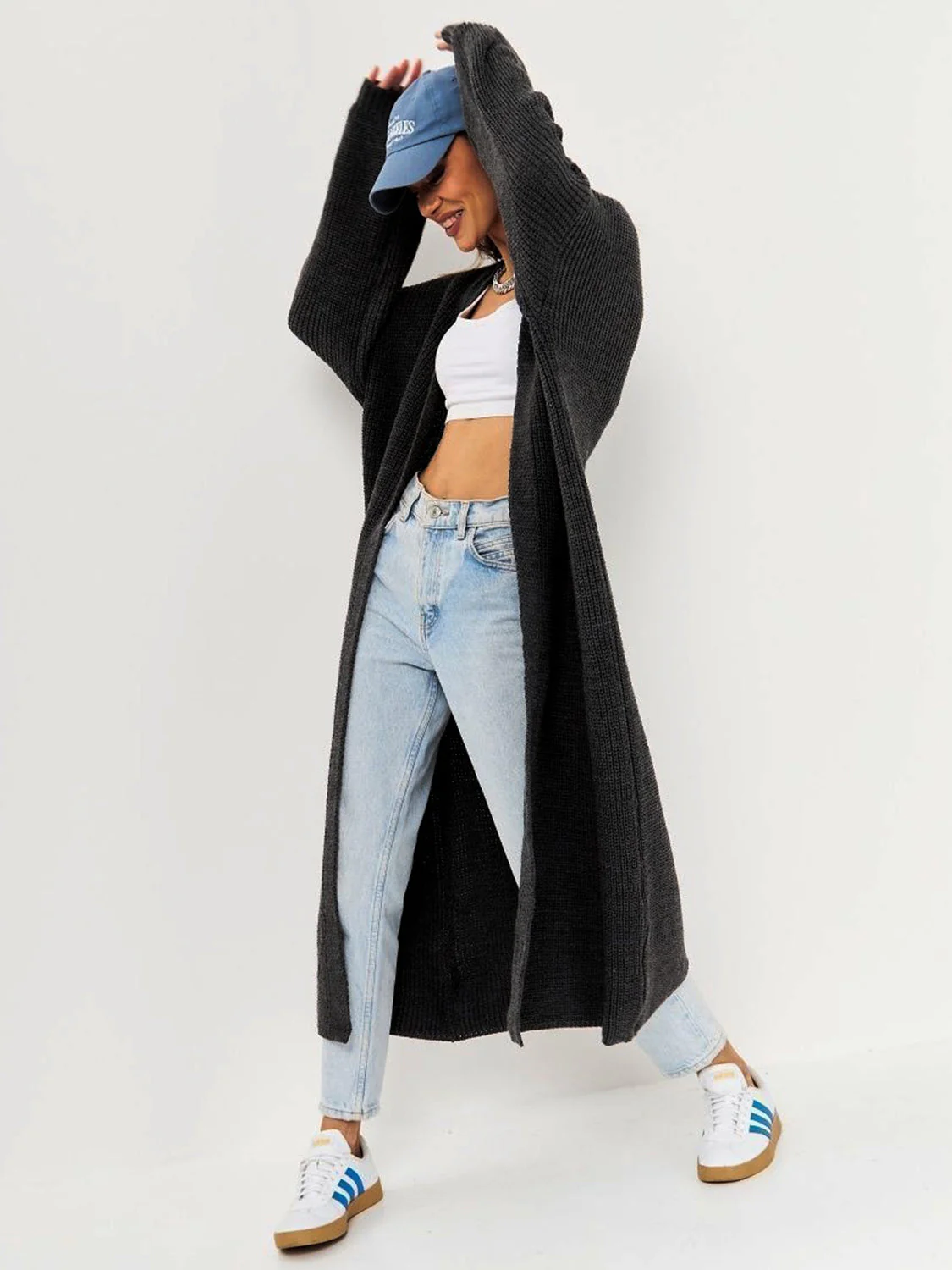 Open Front Long Sleeve Longline Cardigan - Image 2