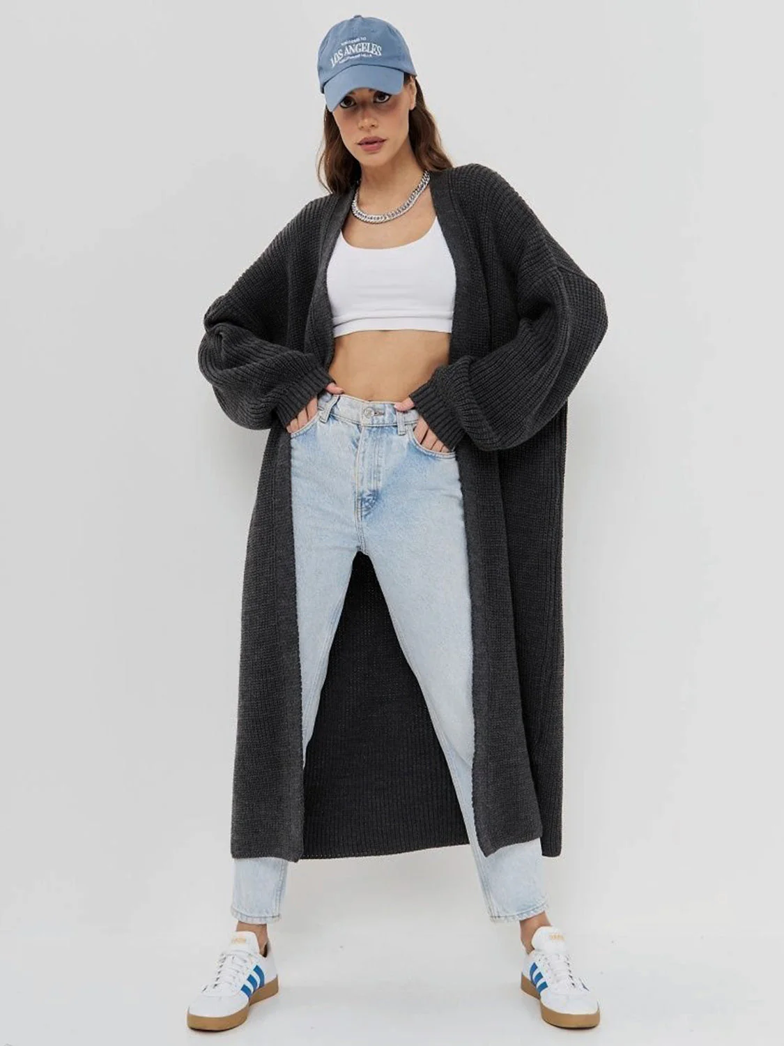 Open Front Long Sleeve Longline Cardigan - Image 4