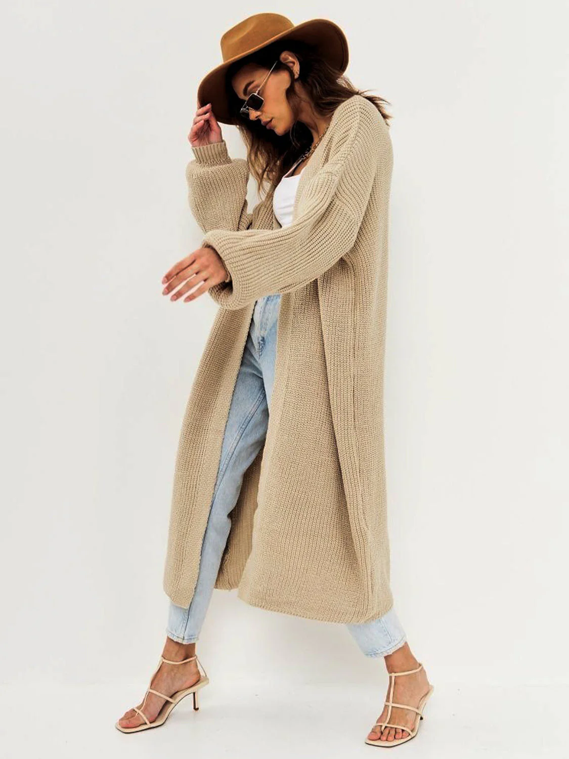 Open Front Long Sleeve Longline Cardigan - Image 7