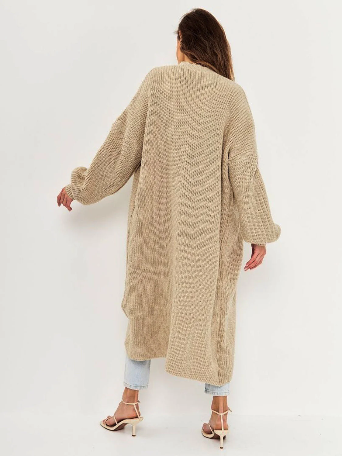 Open Front Long Sleeve Longline Cardigan - Image 9