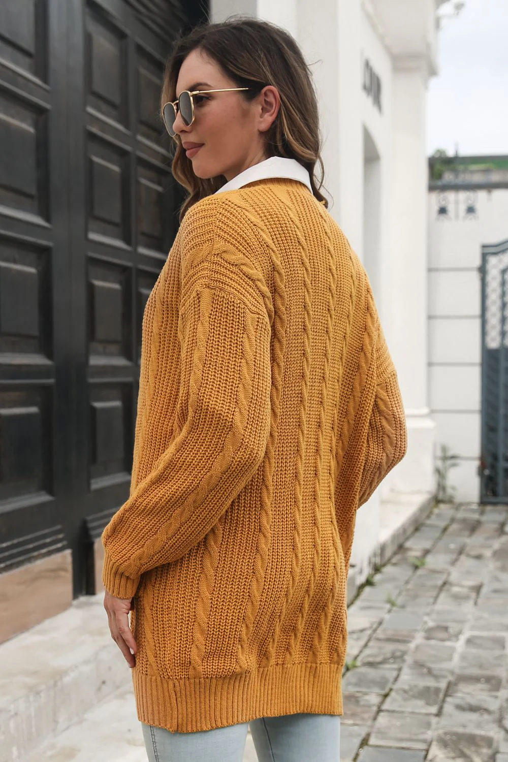 Open Front Longline Cardigan with Pockets - Image 2