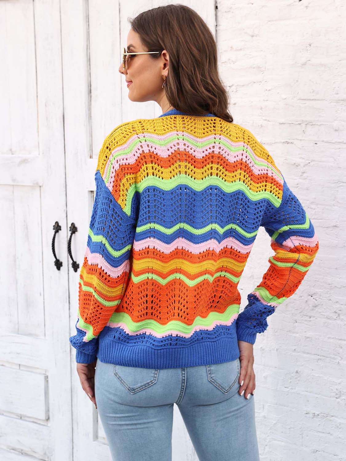Open Front Openwork Cardigan - Image 2