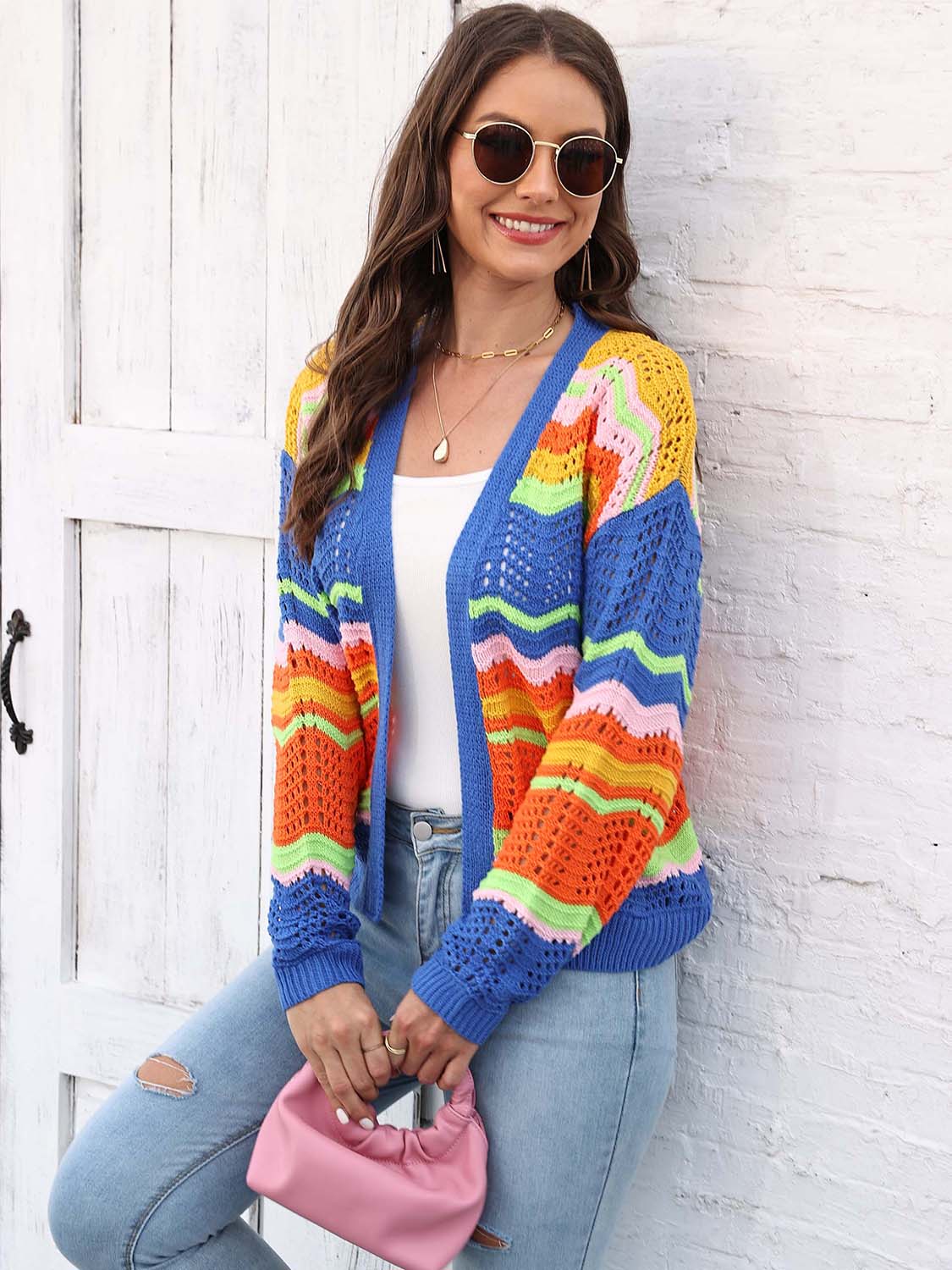 Open Front Openwork Cardigan - Image 3