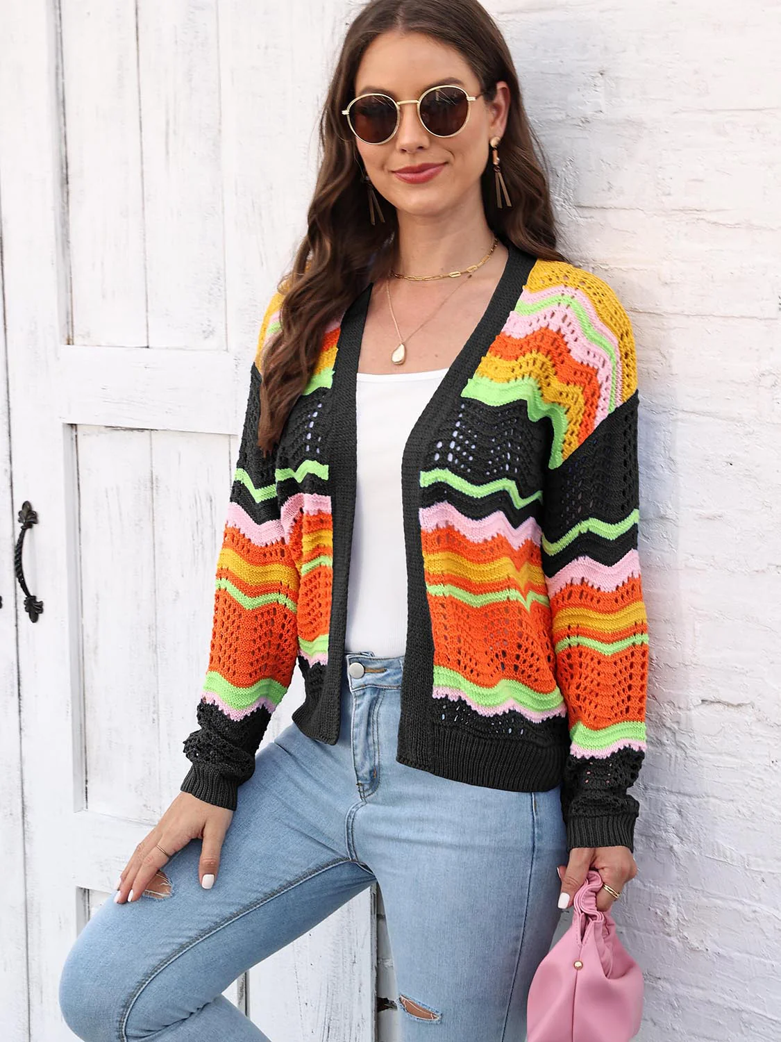 Open Front Openwork Cardigan - Image 5