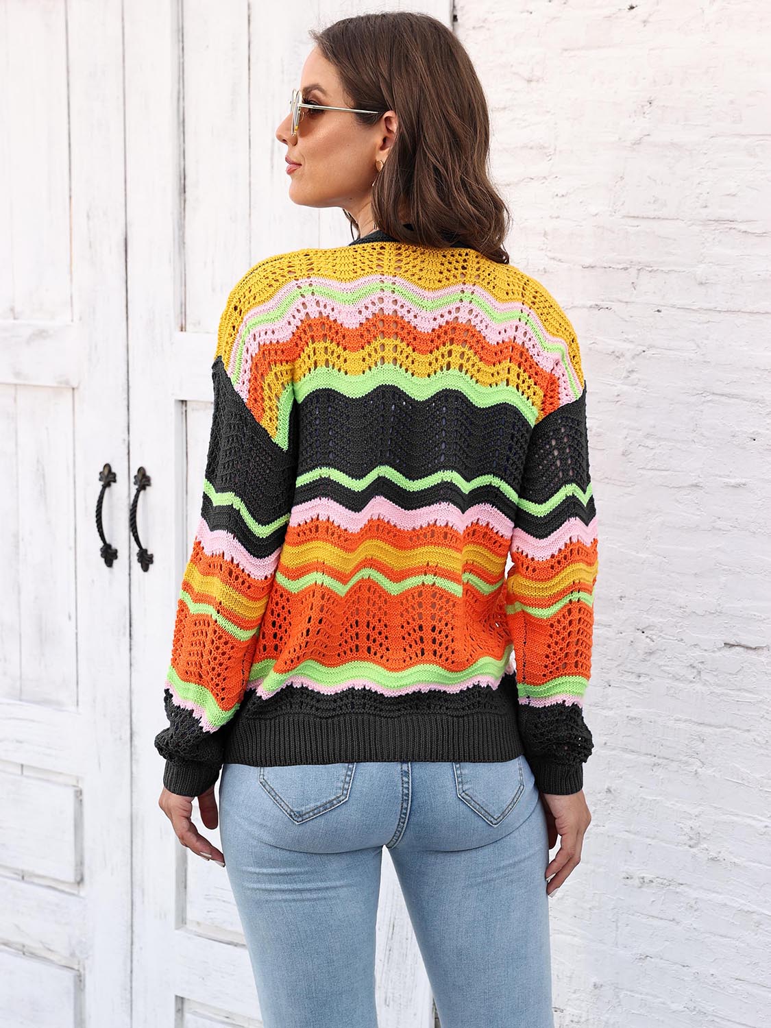 Open Front Openwork Cardigan - Image 6