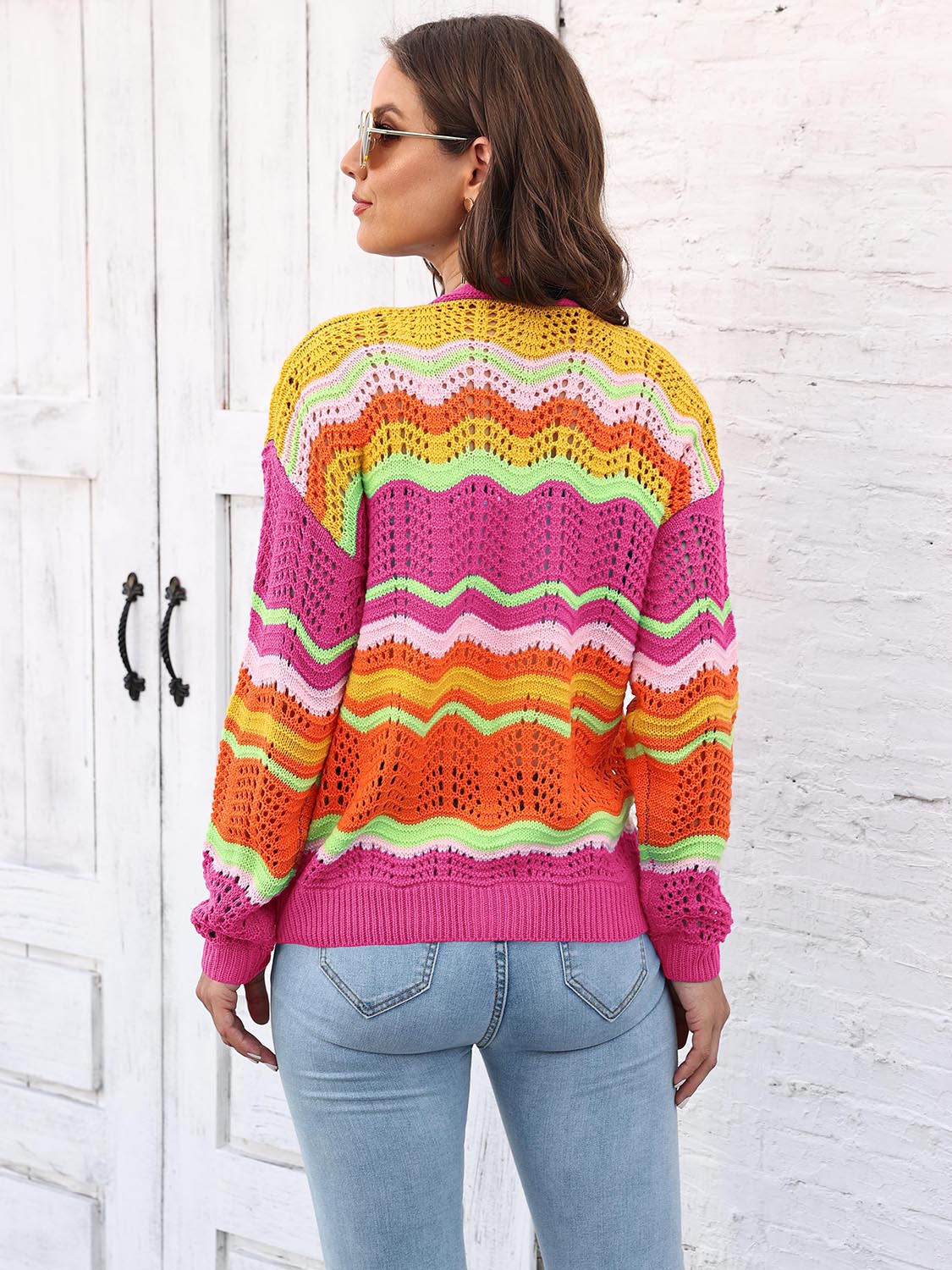 Open Front Openwork Cardigan - Image 9