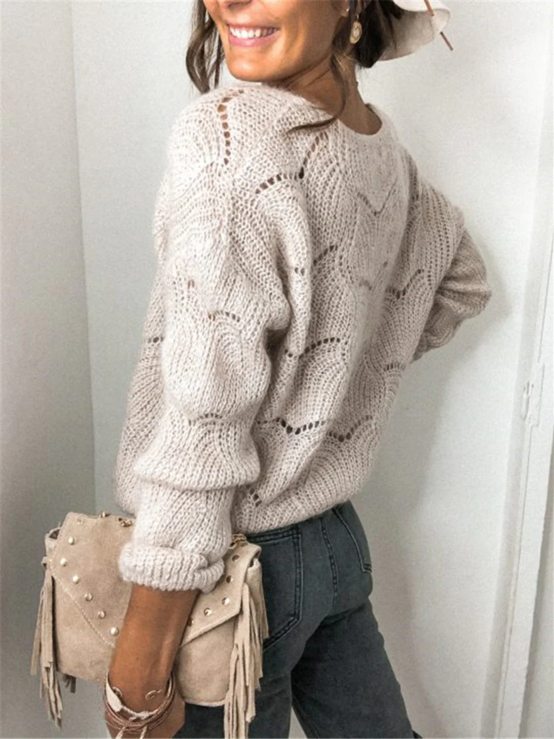 Openwork Button Up Long Sleeve Cardigan - Image 2