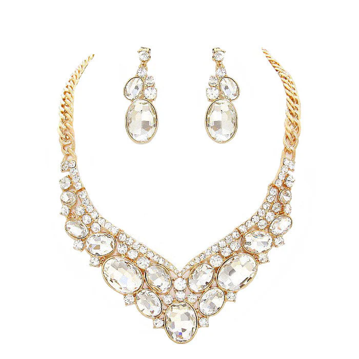 Oval Glass Crystal Evening Necklace by Madeline Love - Image 2