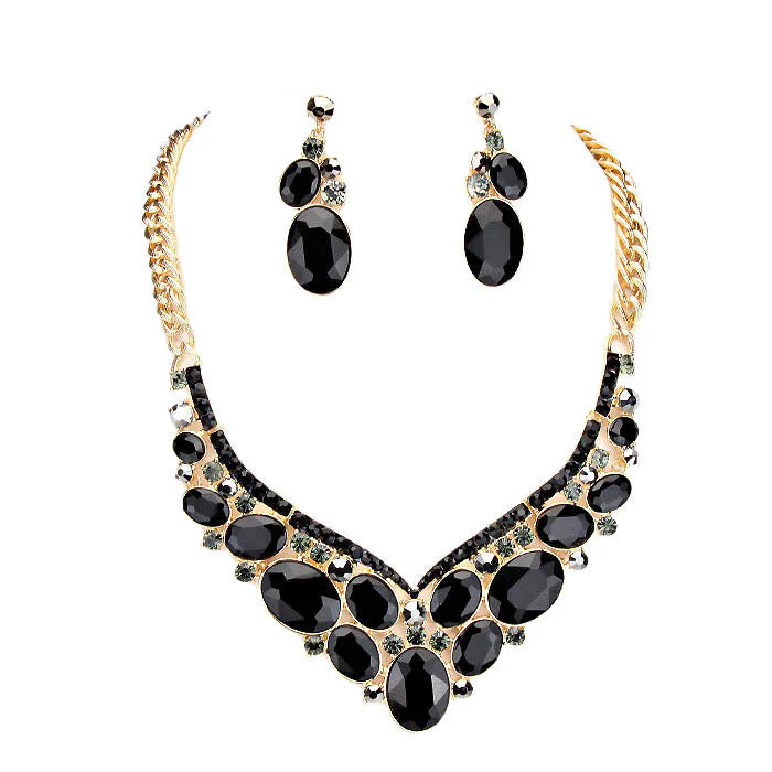 Oval Glass Crystal Evening Necklace by Madeline Love - Image 3