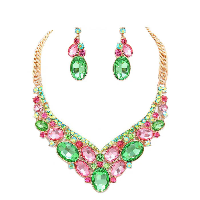 Oval Glass Crystal Evening Necklace by Madeline Love - Image 4