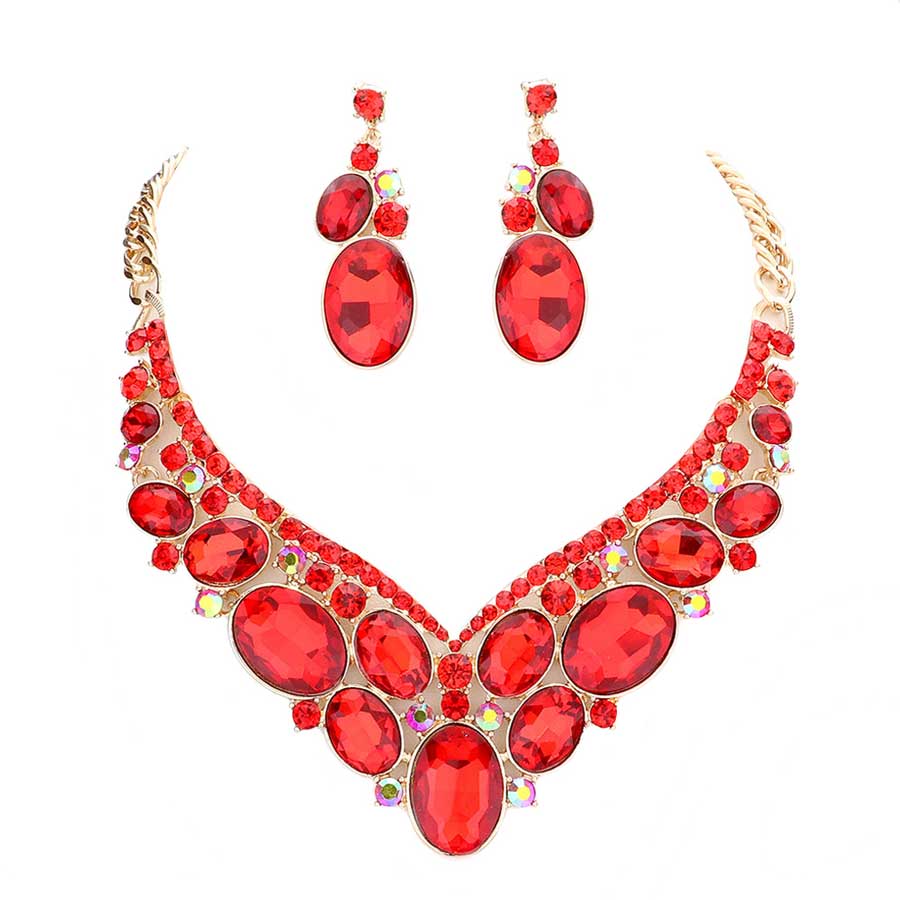 Oval Glass Crystal Evening Necklace by Madeline Love - Image 5