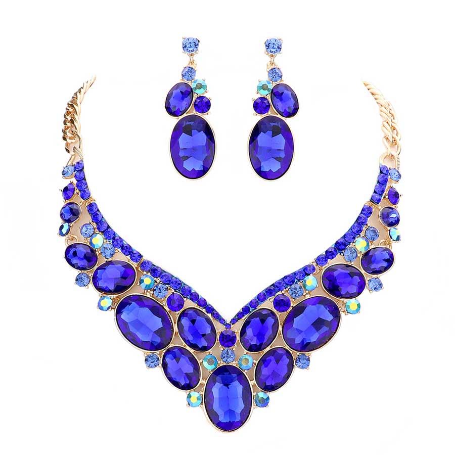 Oval Glass Crystal Evening Necklace by Madeline Love - Image 6