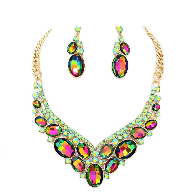 Oval Glass Crystal Evening Necklace by Madeline Love - Image 7