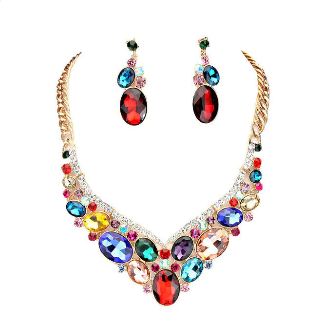 Oval Glass Crystal Evening Necklace by Madeline Love - Image 9