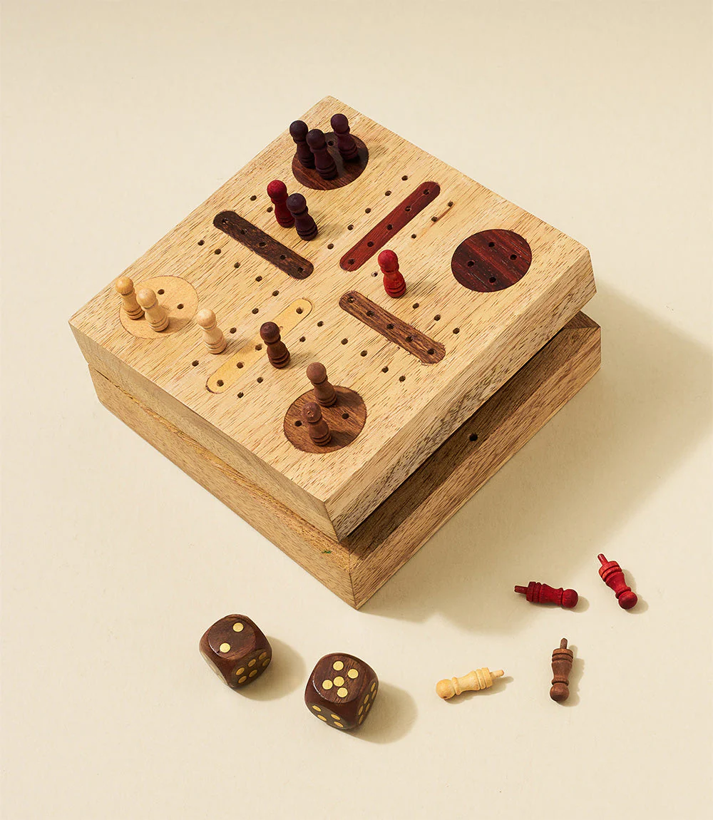 Pachisi Travel Game Set - Hand Carved, Fair Trade by Matr Boomie - Image 2