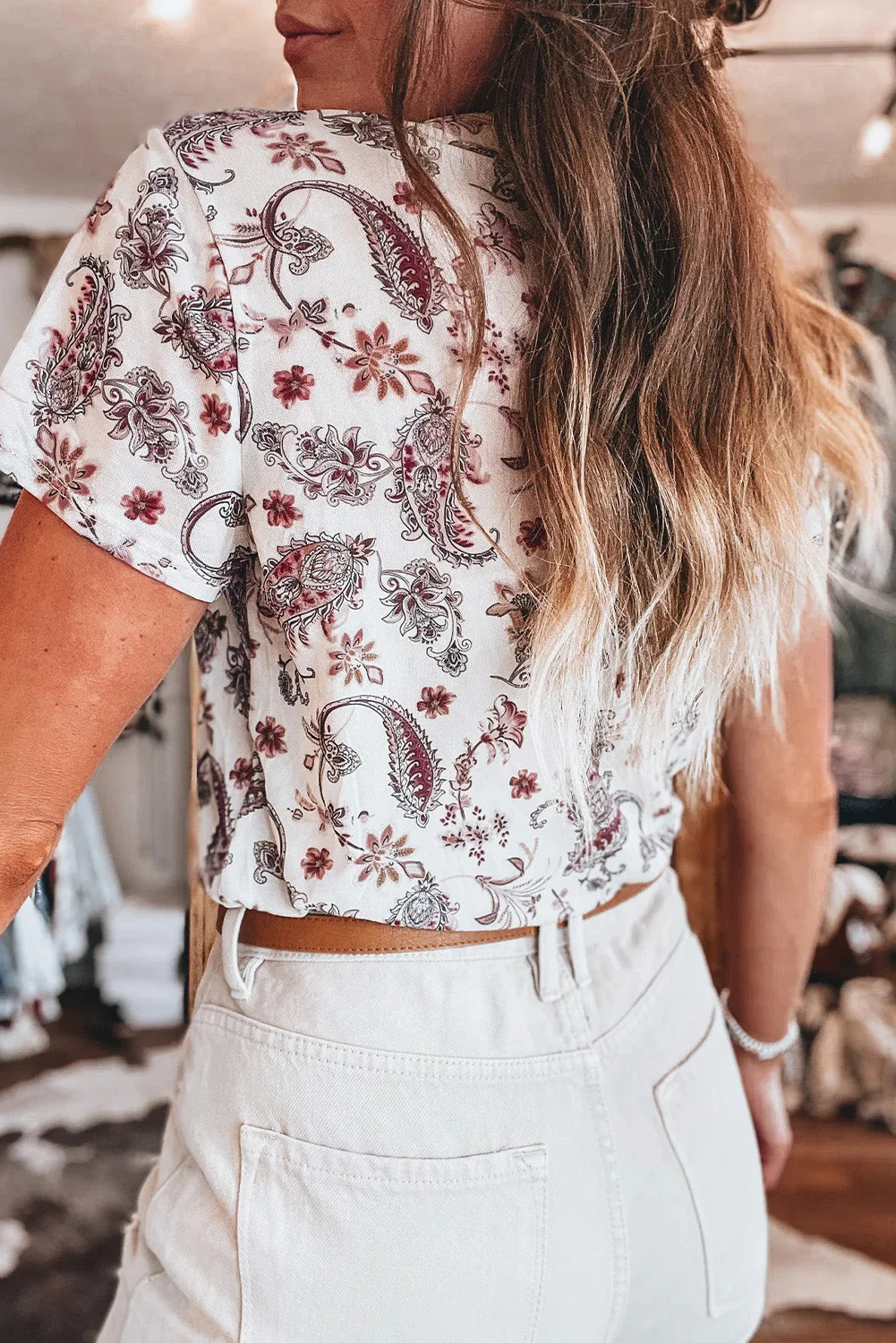 Paisley Mock Neck T Shirt - Image 2