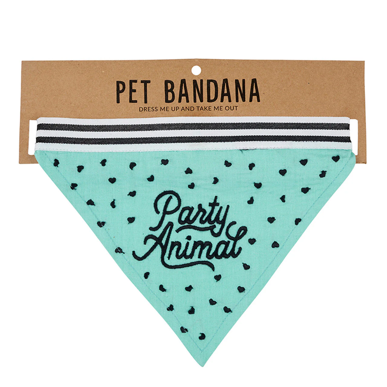 Party Animal Pet Bandana | In Blue With Printed Hearts Designs by The Bullish Store - Image 2