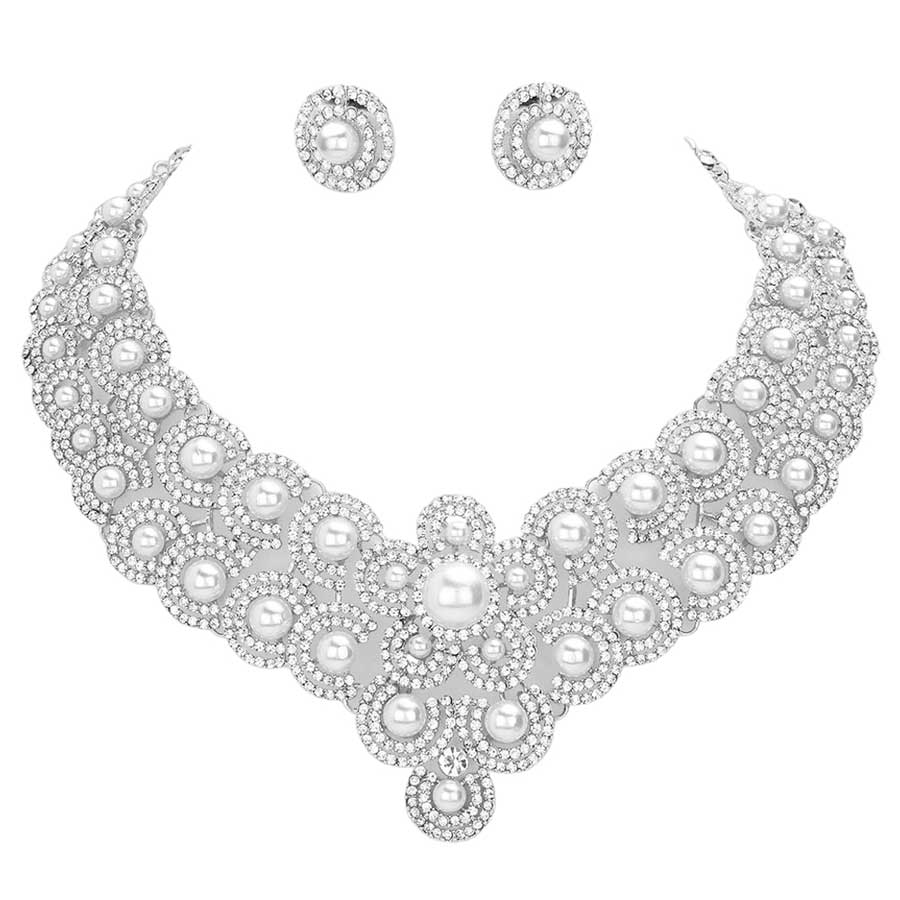 Pearl Accented Evening Necklace Earring Set by Madeline Love - Image 2
