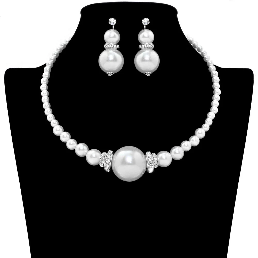 Pearl Necklace Earring Set by Madeline Love - Image 2