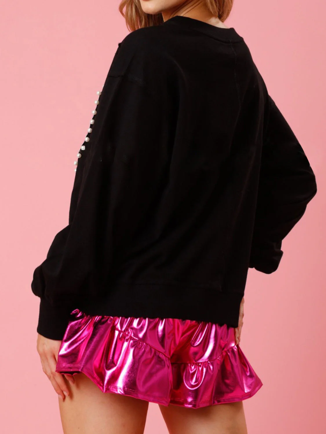 Pearl Trim Round Neck Sweatshirt - Image 2
