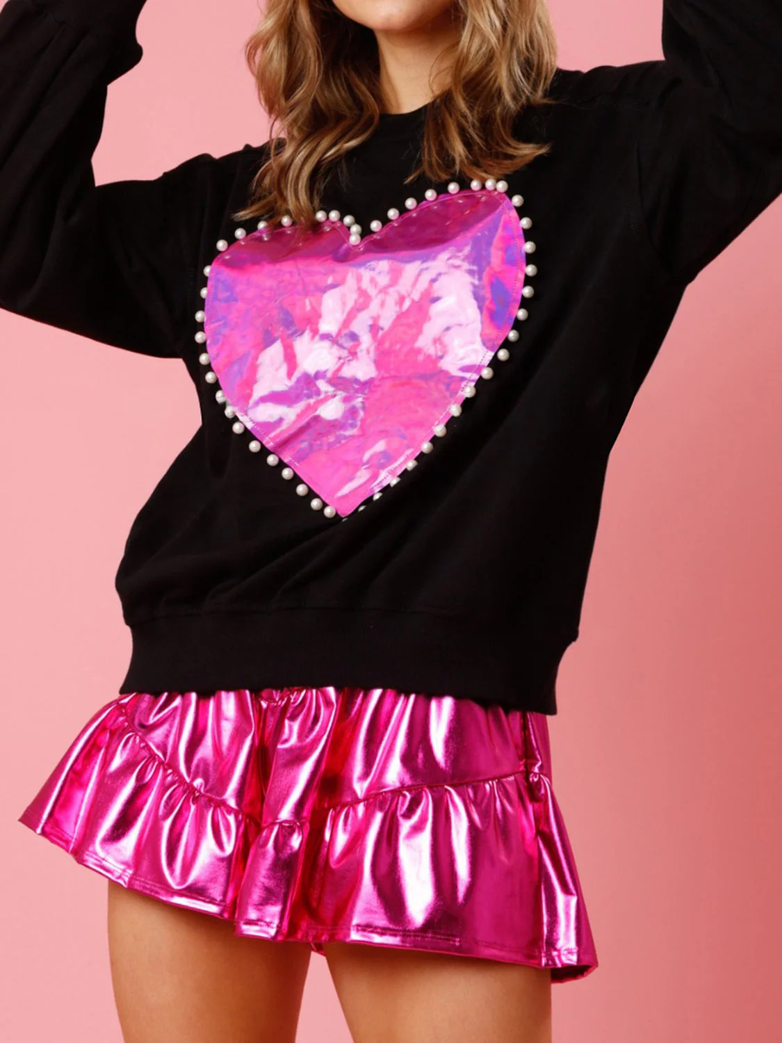 Pearl Trim Round Neck Sweatshirt - Image 3