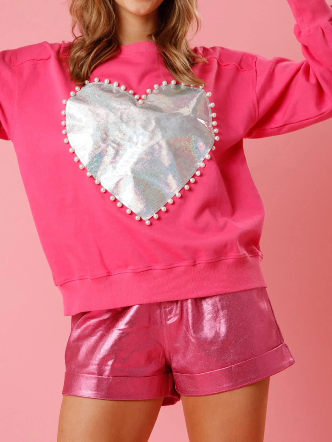 Pearl Trim Round Neck Sweatshirt - Image 6