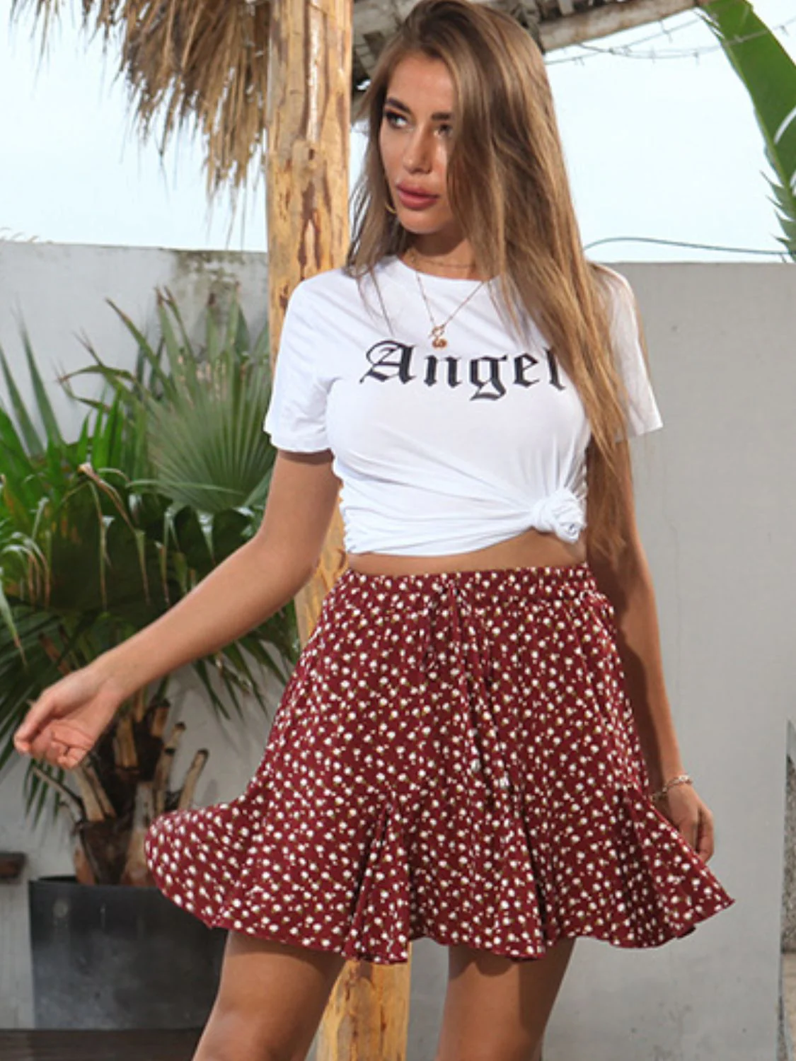 Perfee ANGEL Round Neck Short Sleeve T-Shirt - Image 4