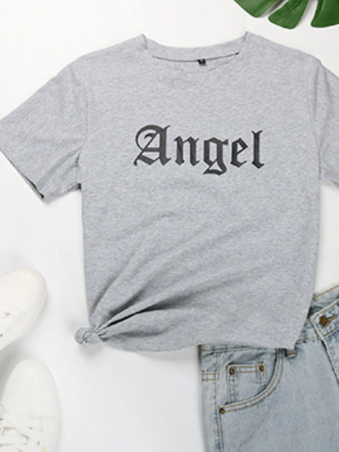 Perfee ANGEL Round Neck Short Sleeve T-Shirt - Image 8