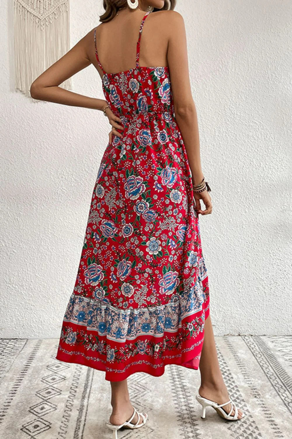 Perfee Bohemian Decorative Button Spaghetti Strap Dress - Image 2