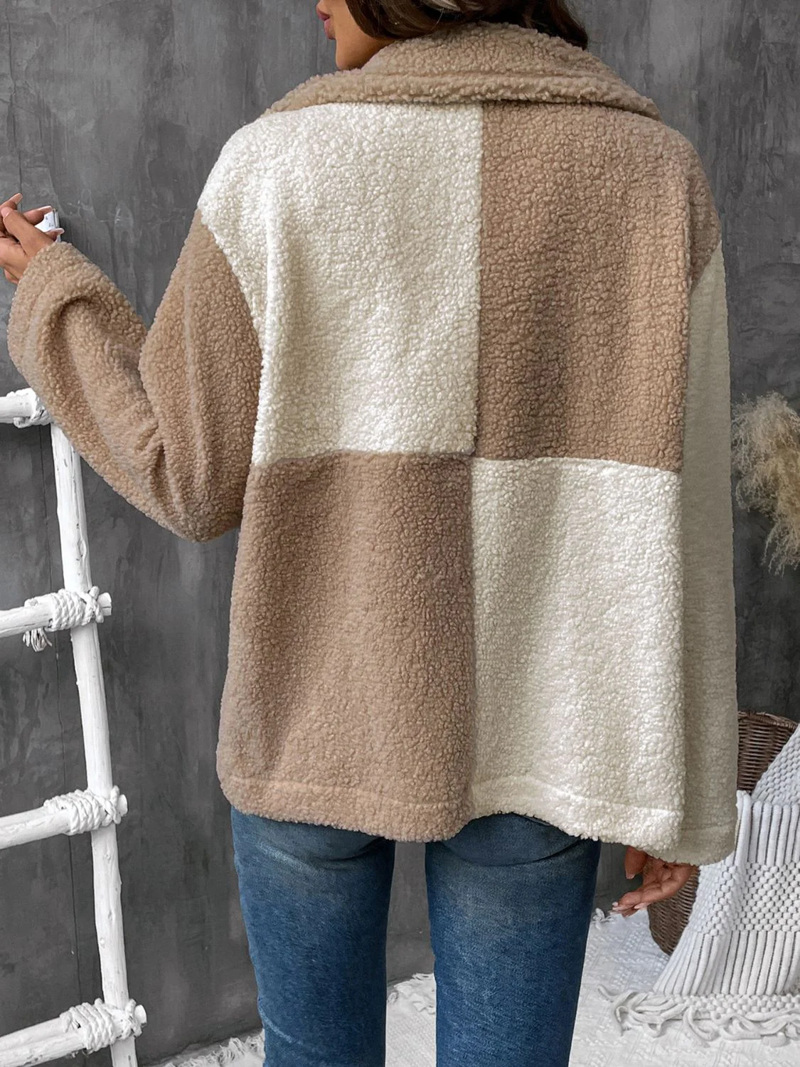 Perfee Color Block Collared Neck Long Sleeve Jacket - Image 2