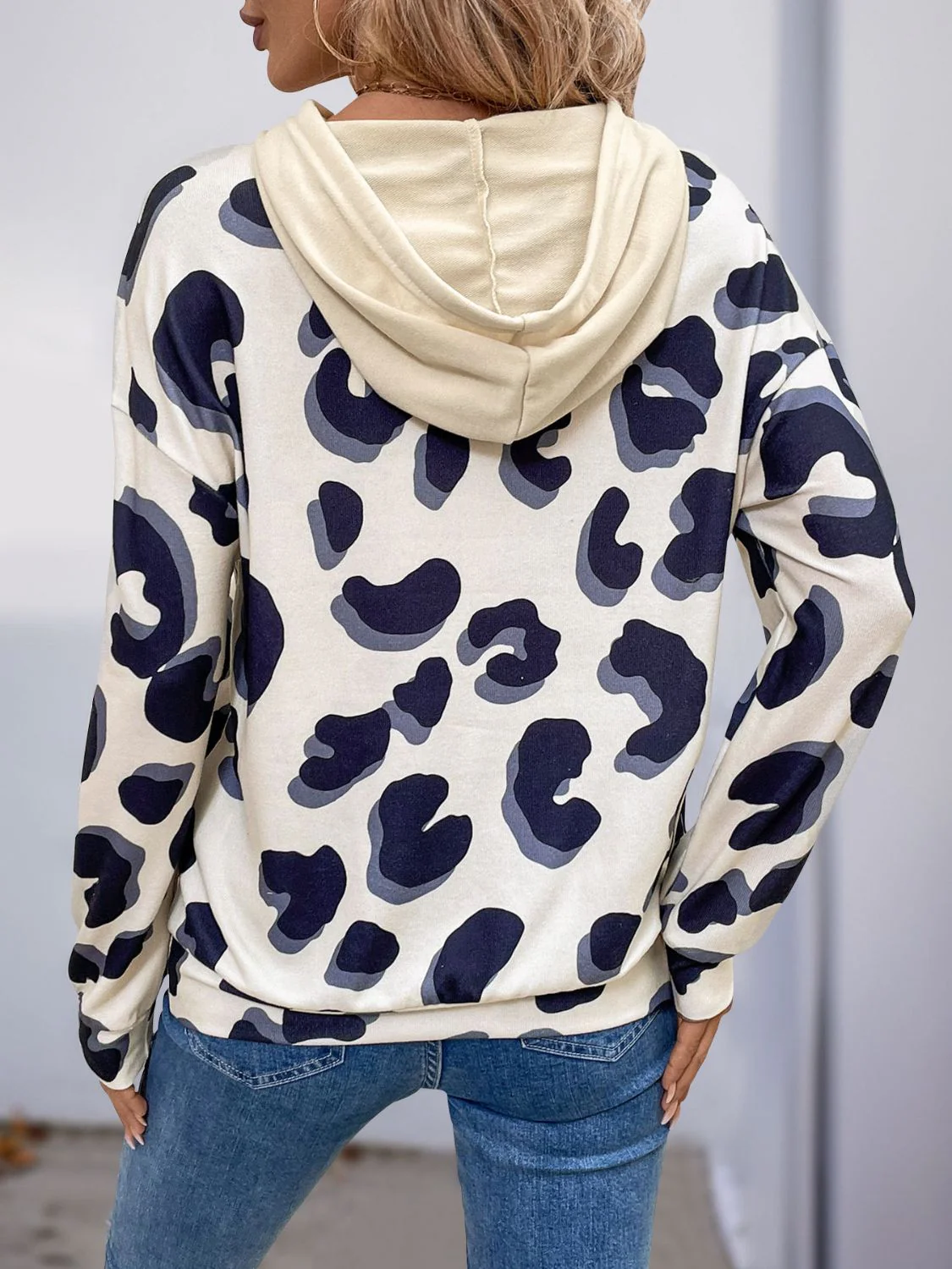 Perfee Drawstring Faux Layered Long Sleeve Hoodie - Image 3