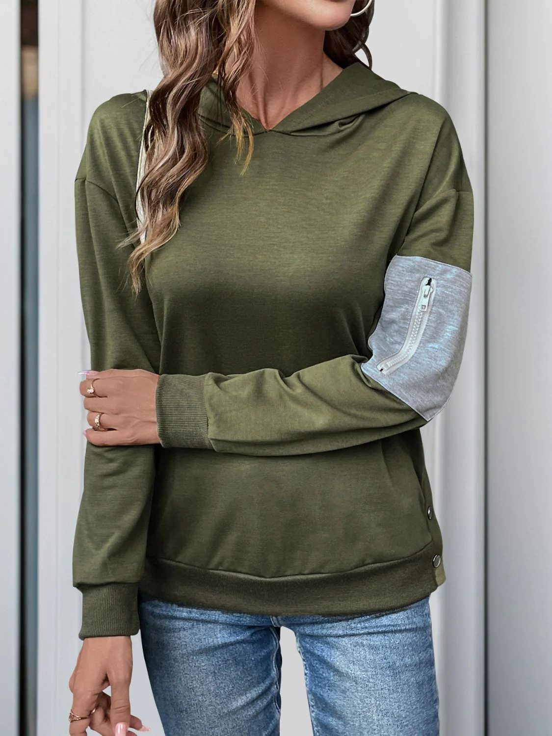 Perfee Dropped Shoulder Long Sleeve Hoodie - Image 5