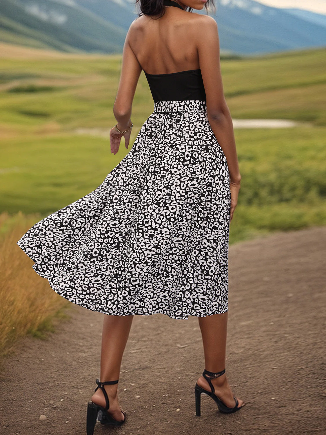 Perfee Leopard Halter Neck Midi Dress - Image 2