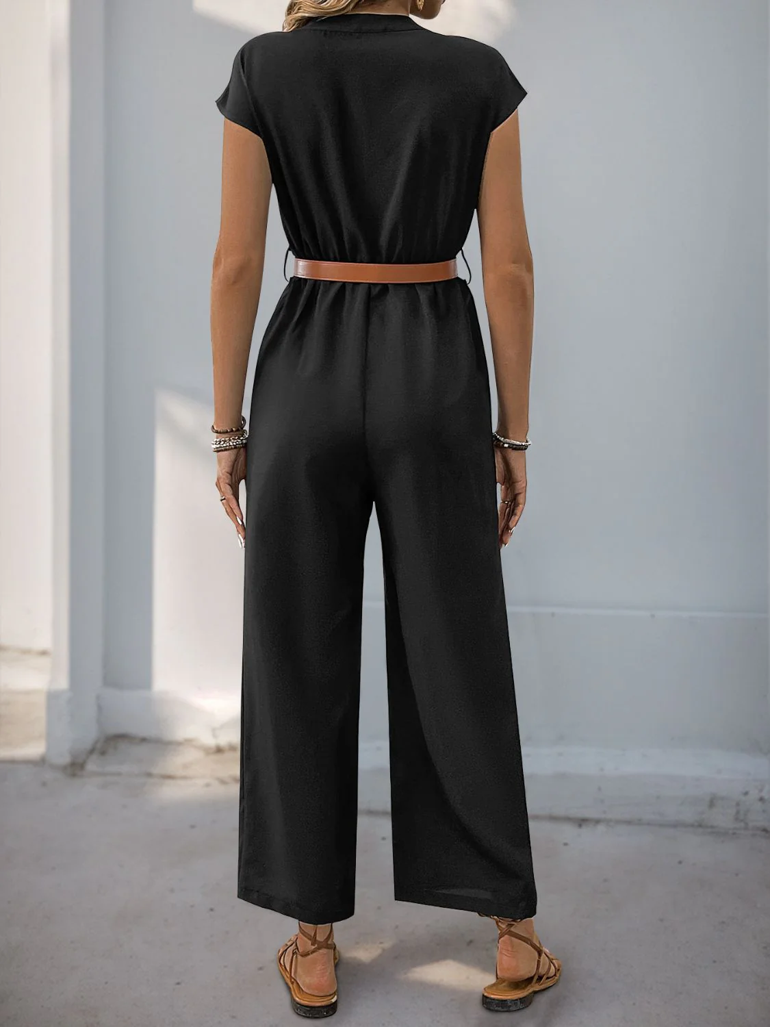 Perfee Notched Wide Leg Jumpsuit - Image 2