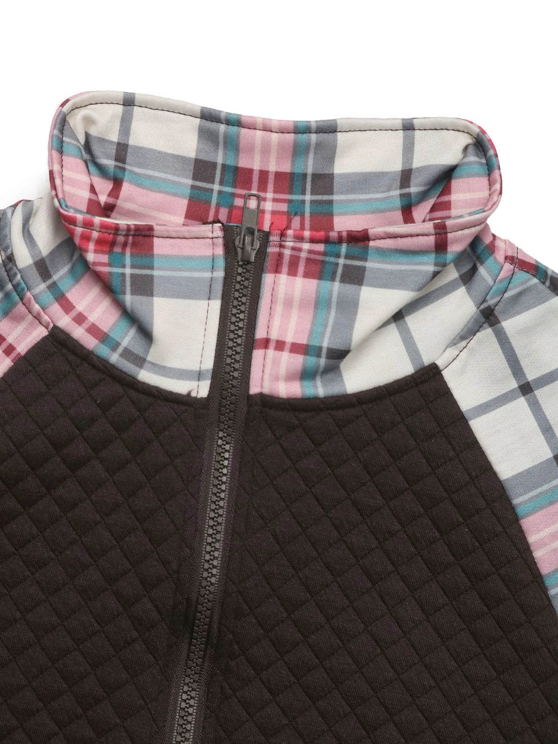 Perfee Plaid Half Zip Long Sleeve Sweatshirt - Image 7