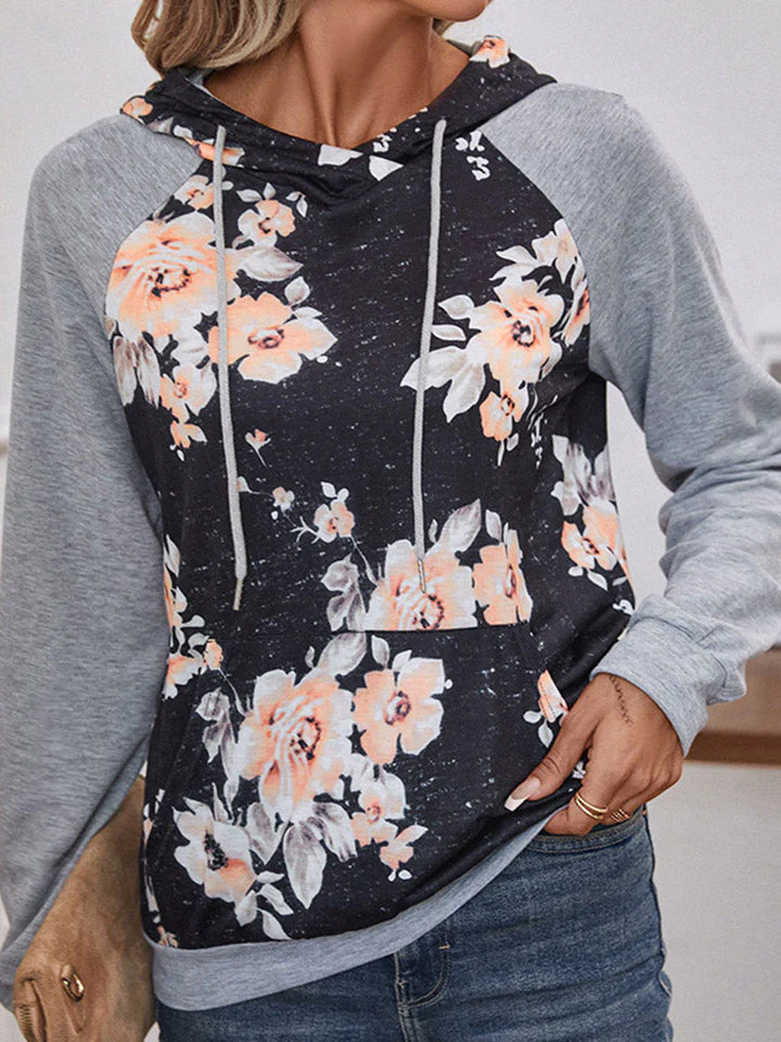 Perfee Printed Raglan Sleeve Hoodie - Image 3