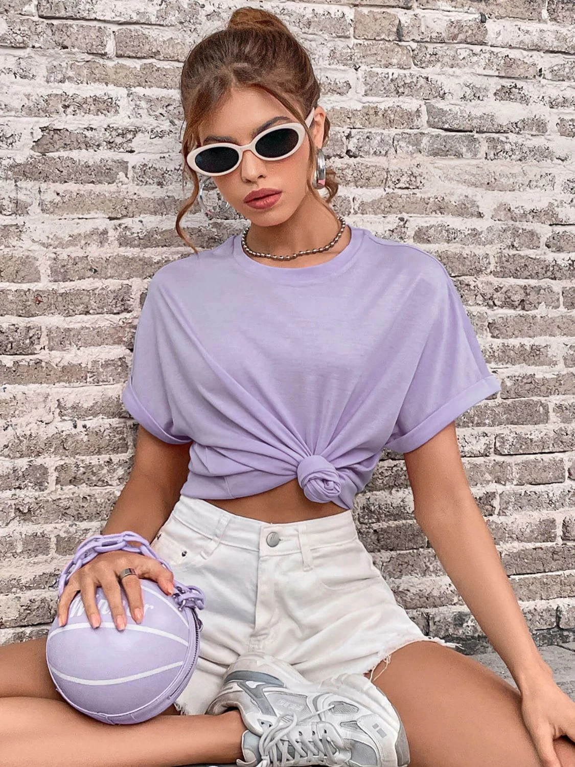 Perfee Round Neck Cuffed Sleeve T-Shirt - Image 4