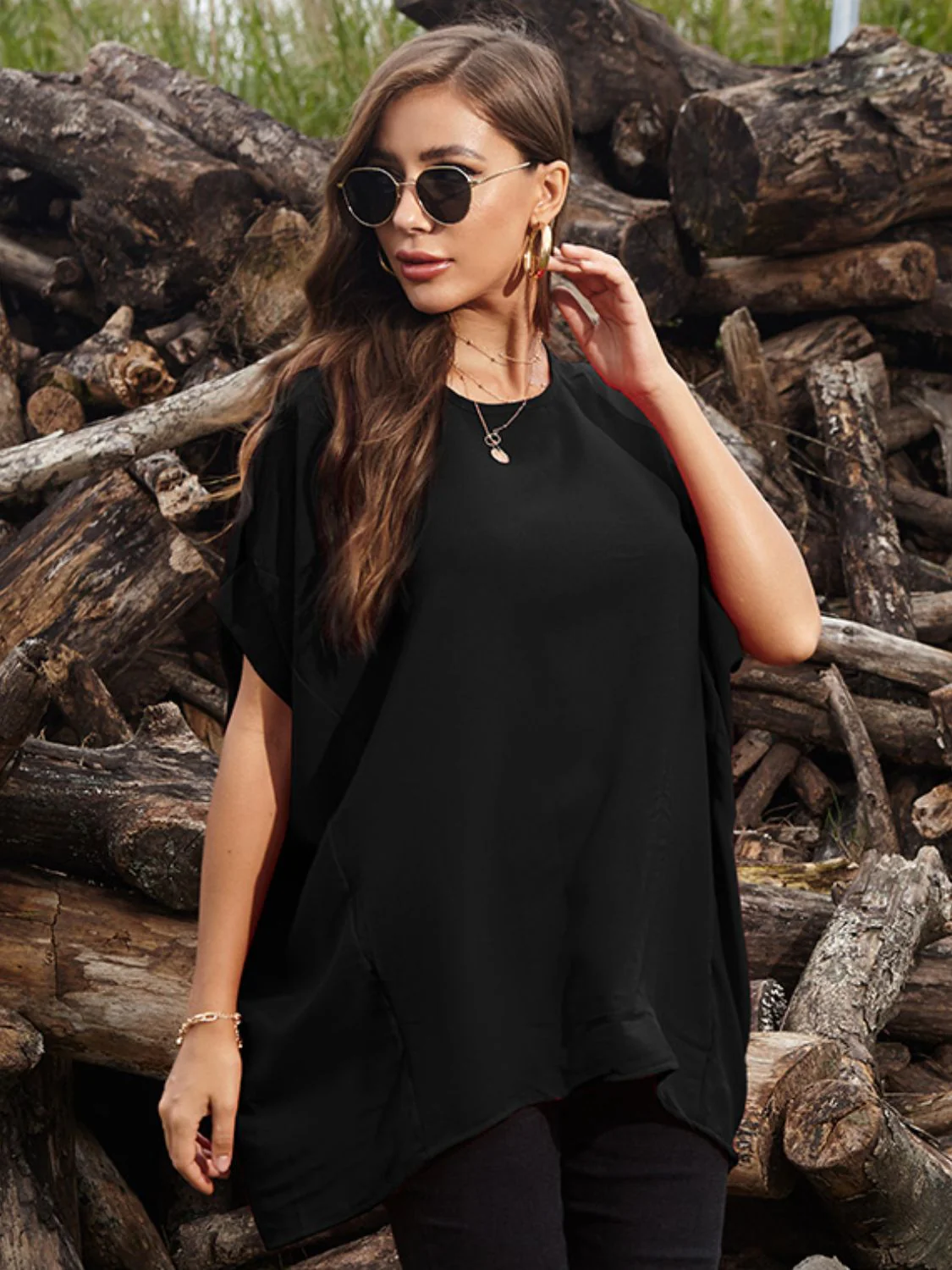 Perfee Round Neck Short Sleeve T-Shirt - Image 12