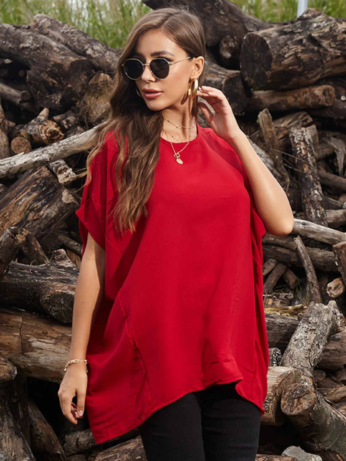 Perfee Round Neck Short Sleeve T-Shirt - Image 2