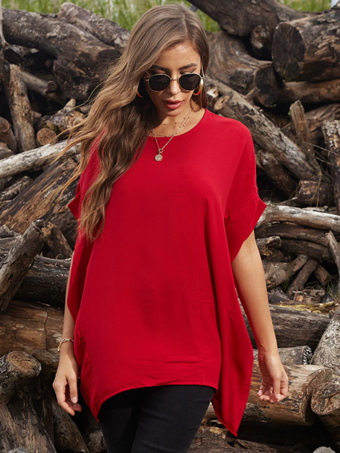 Perfee Round Neck Short Sleeve T-Shirt - Image 3
