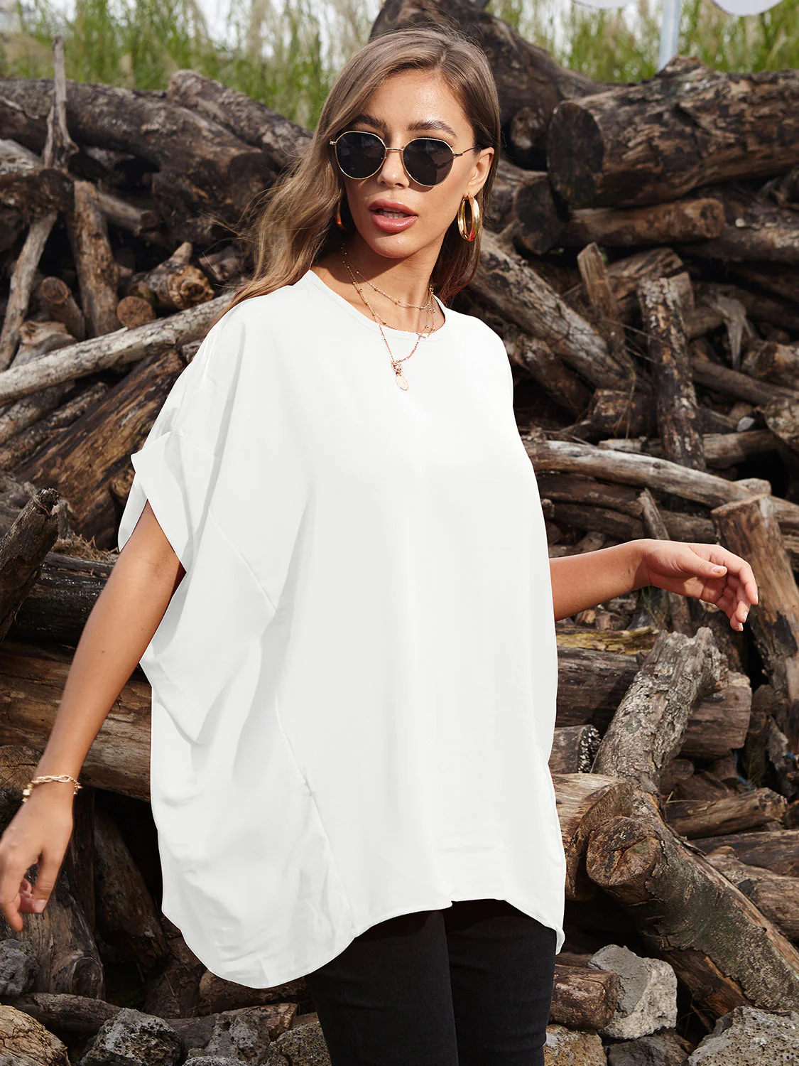 Perfee Round Neck Short Sleeve T-Shirt - Image 5