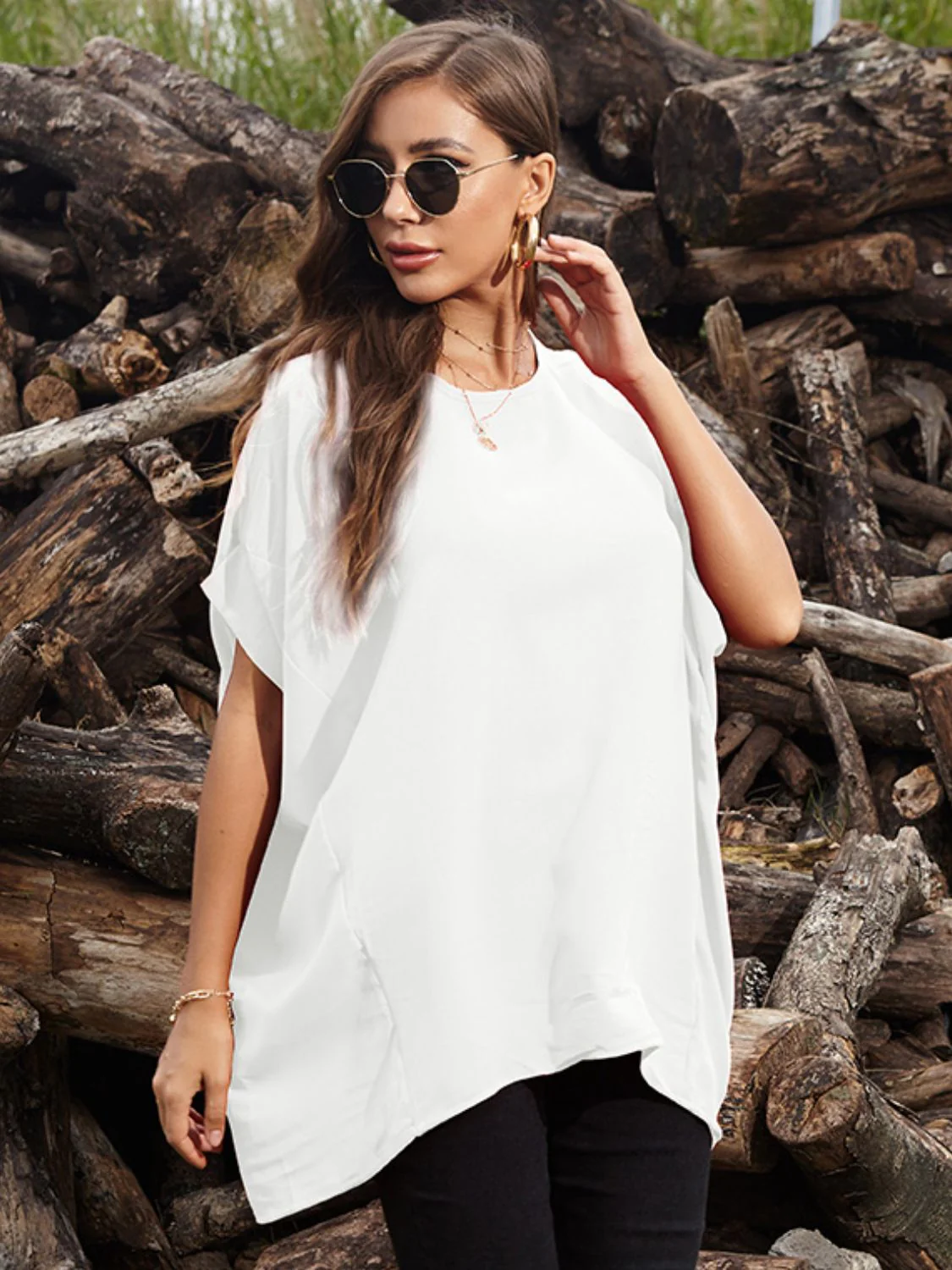 Perfee Round Neck Short Sleeve T-Shirt - Image 7