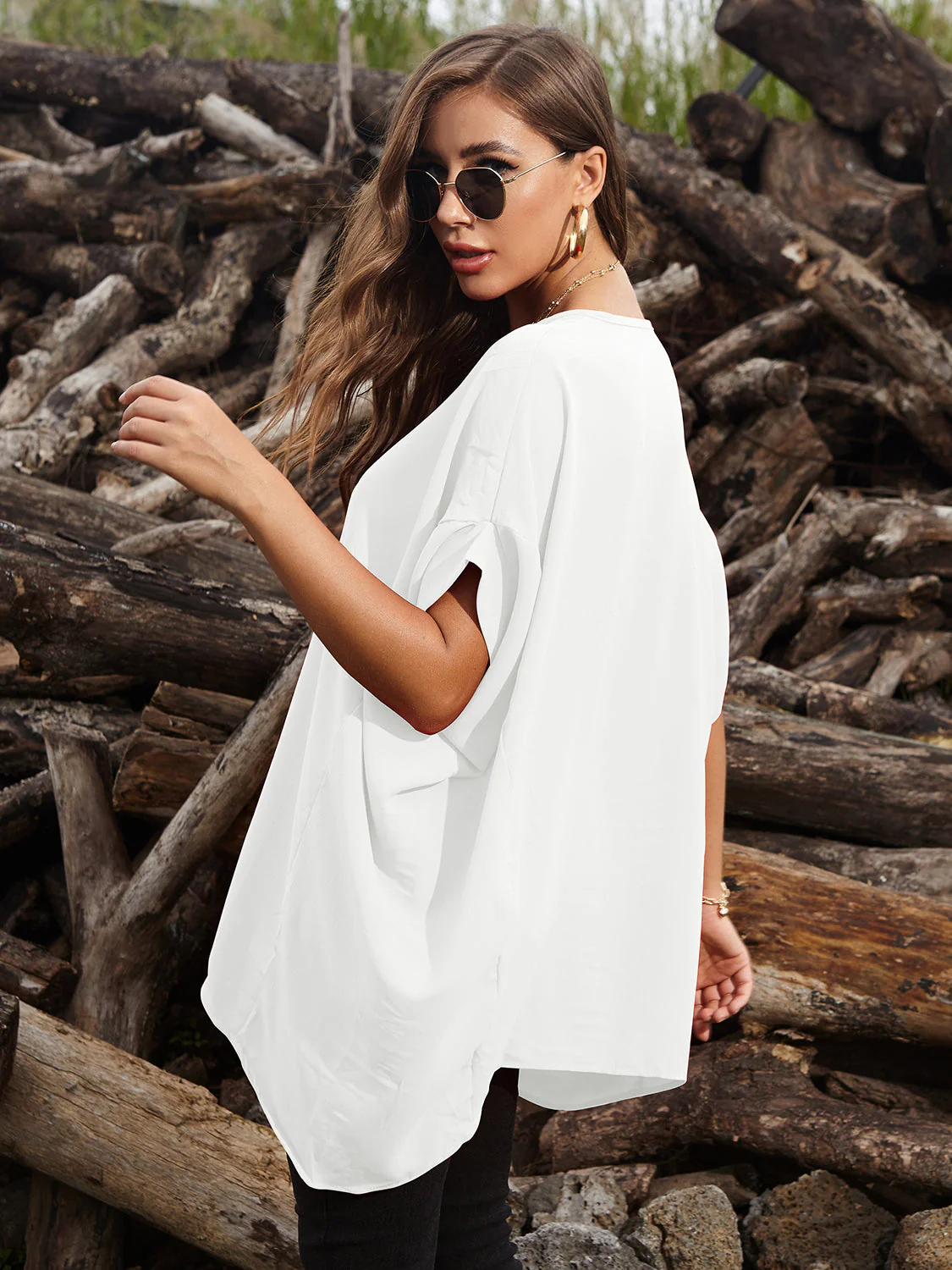 Perfee Round Neck Short Sleeve T-Shirt - Image 9