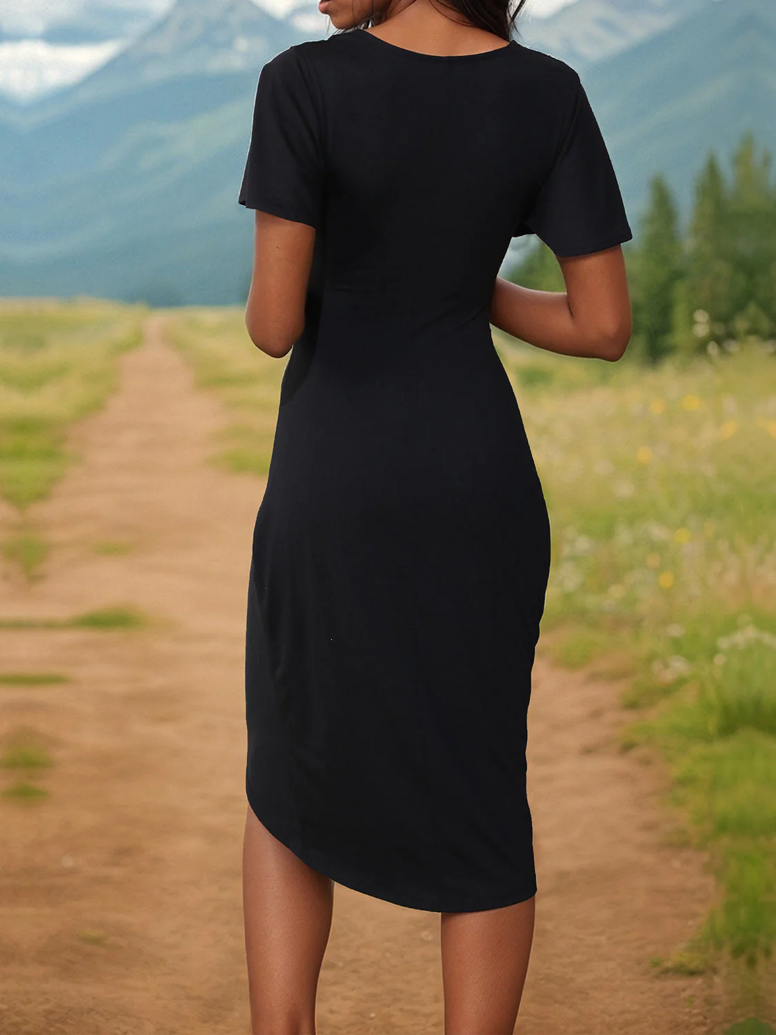 Perfee Ruched Surplice Short Sleeve Dress - Image 2